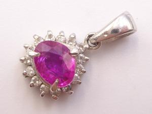 Pt900 ルビー 0.41ct ダイヤ 0.11ct ペンダントトップ 1.4g